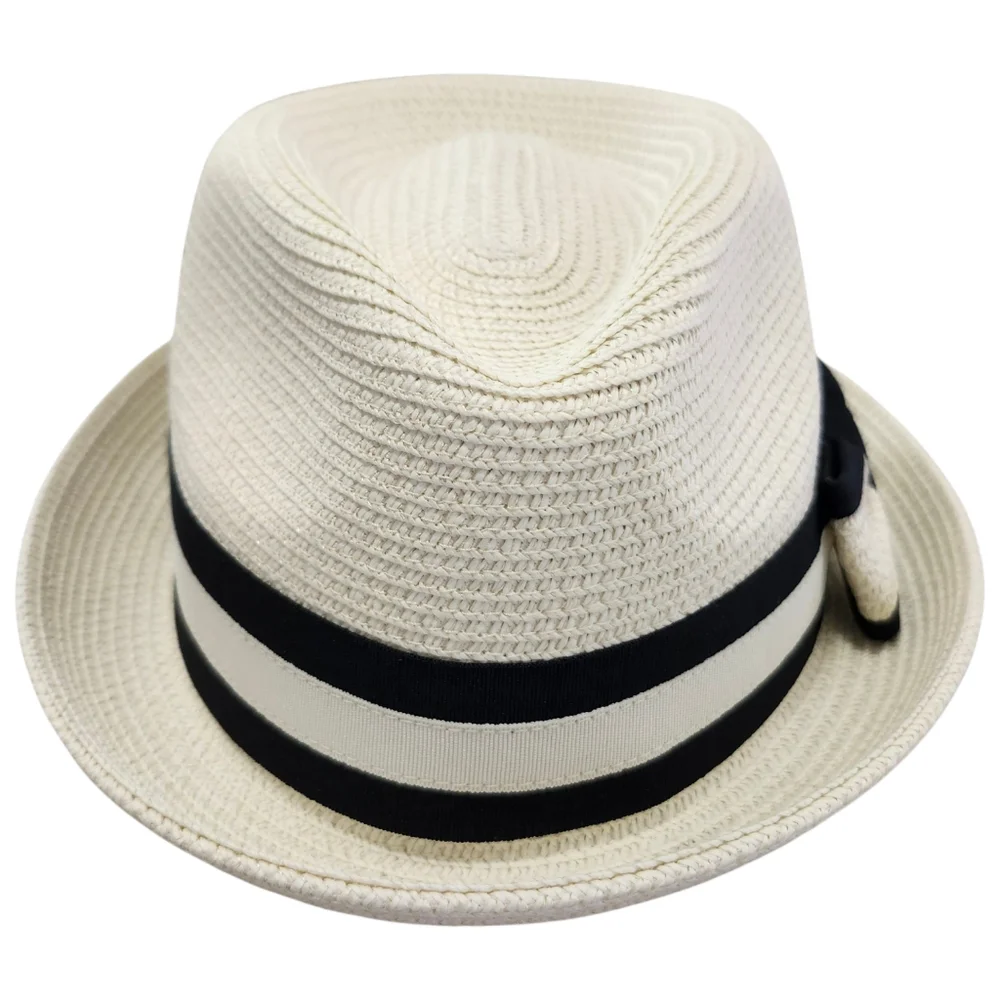 Betmar New York Braided Trilby Hat Ivory with‎ Black One Size JOANNE NWT